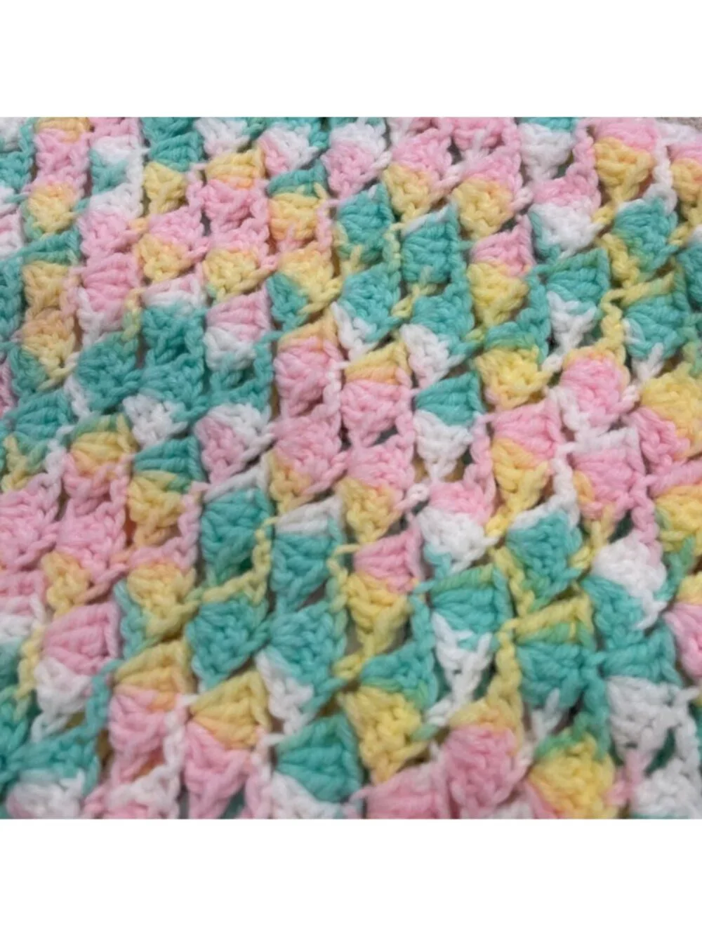 Handmade Pastel Crochet Afghan Throw Blanket Baby Girl Nursery Approx: 48